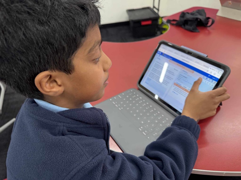 A Mount View Primary School student working on a guided digital project