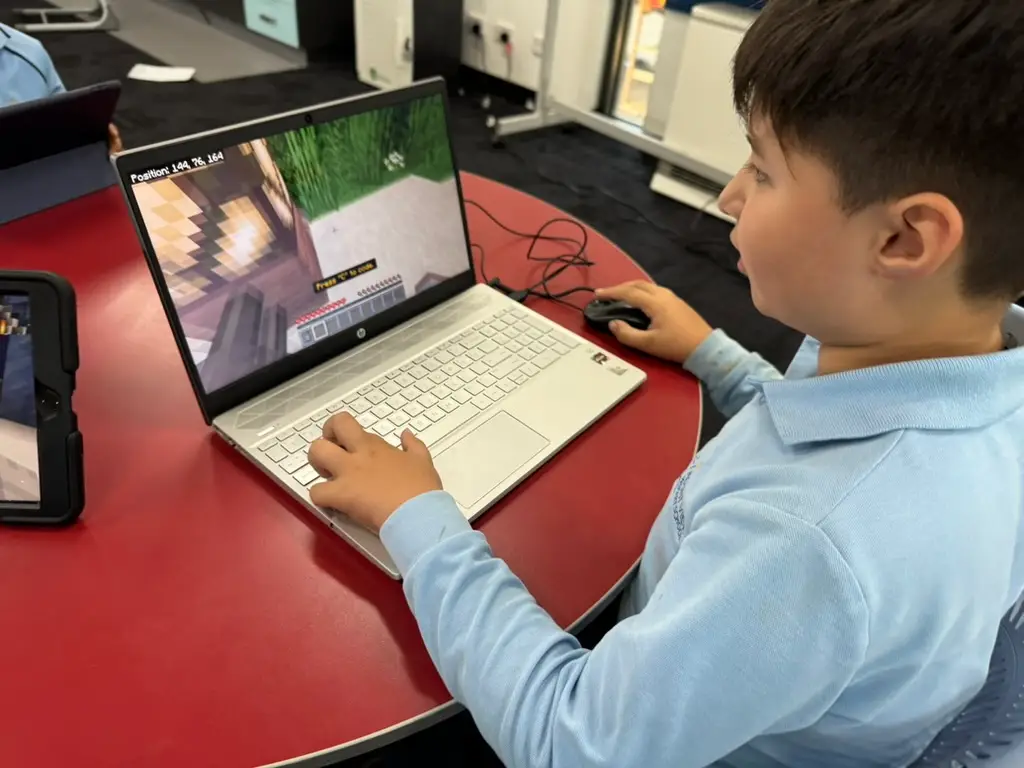 A Mount View Primary School student creating with Minecraft Education